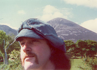 Self portrait of some tourist in Ireland, 25 years ago. Croagh Patrick to the rear.